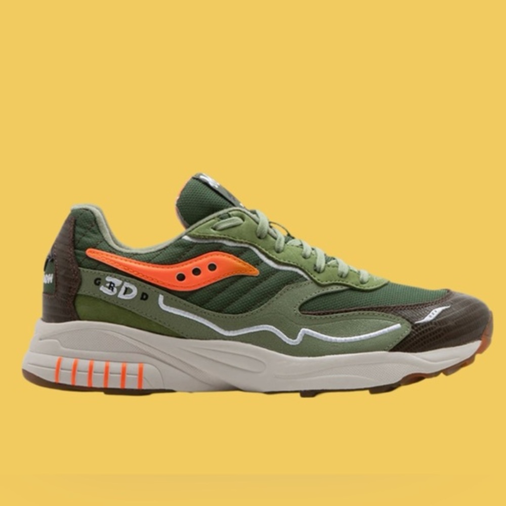 New SAUCONY 3D Grid Hurricane Tortoise Sneakers size 6 men’s or size 7.5 - Picture 2 of 6